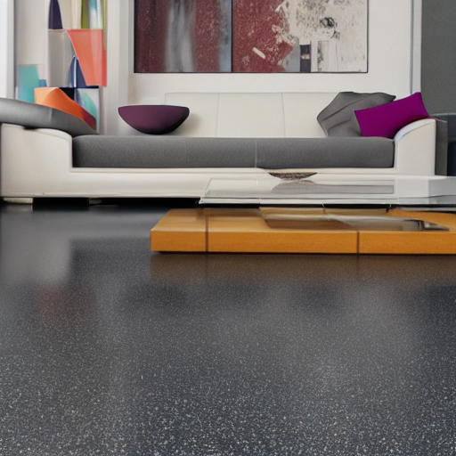 Flake epoxy floor in a living room