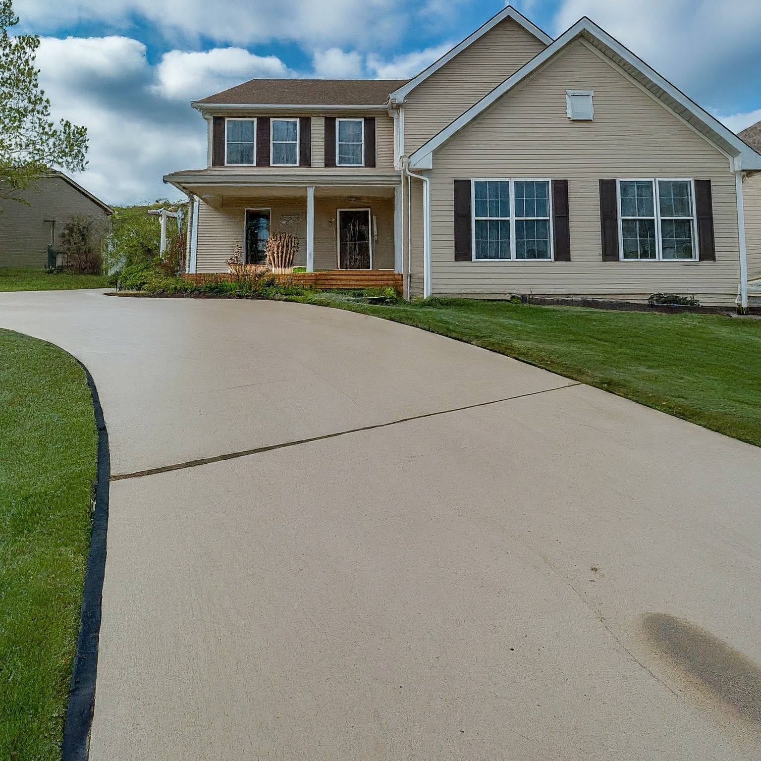 Resurfaced concrete driveway